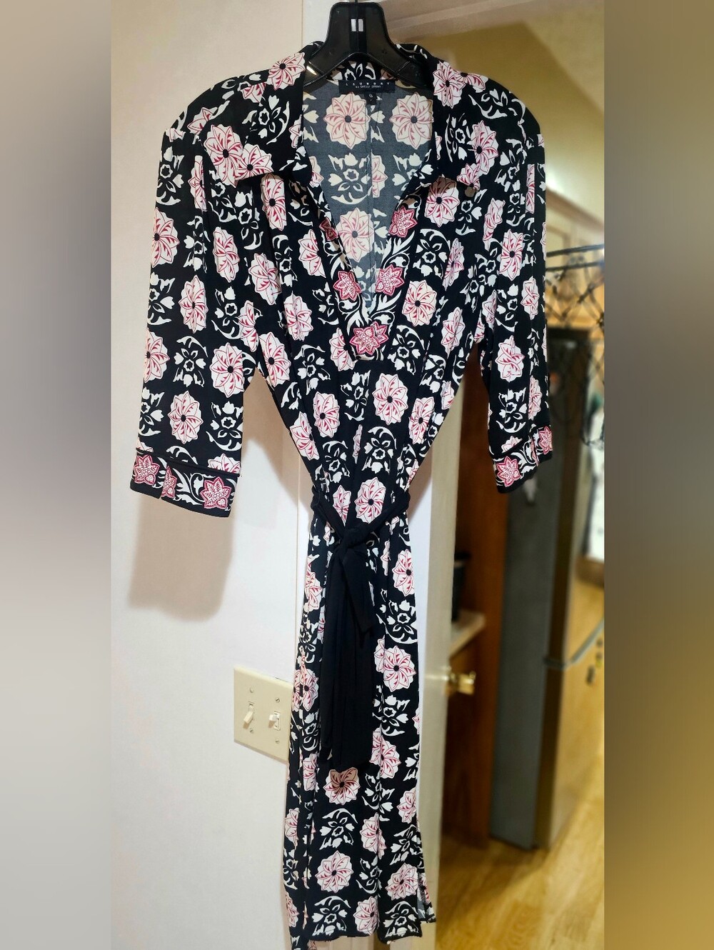 Laundry-Shelli Segal Y2K Vintage Floral Matte Jersey Wrap Dress Size 8